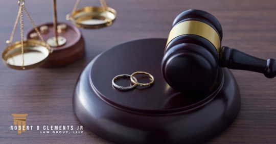 wedding rings and gavel